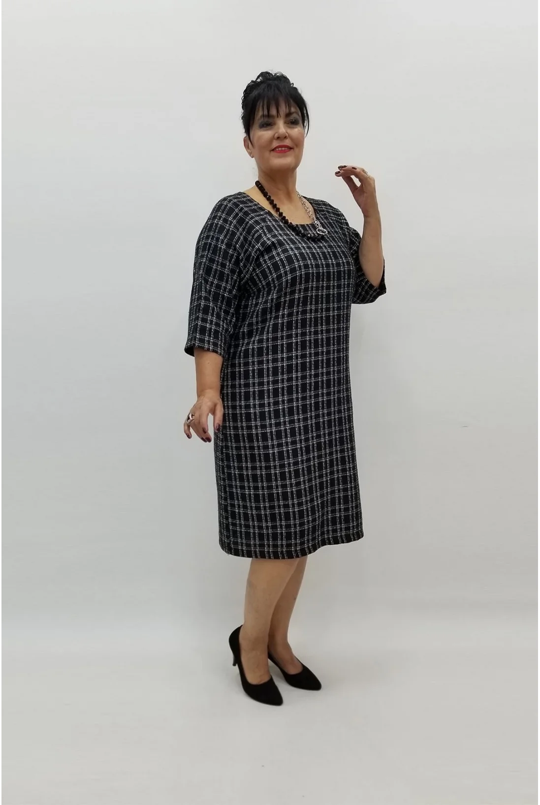 Miraggio Büyük Beden Elbise 97984 SİYAH/BEYAZ