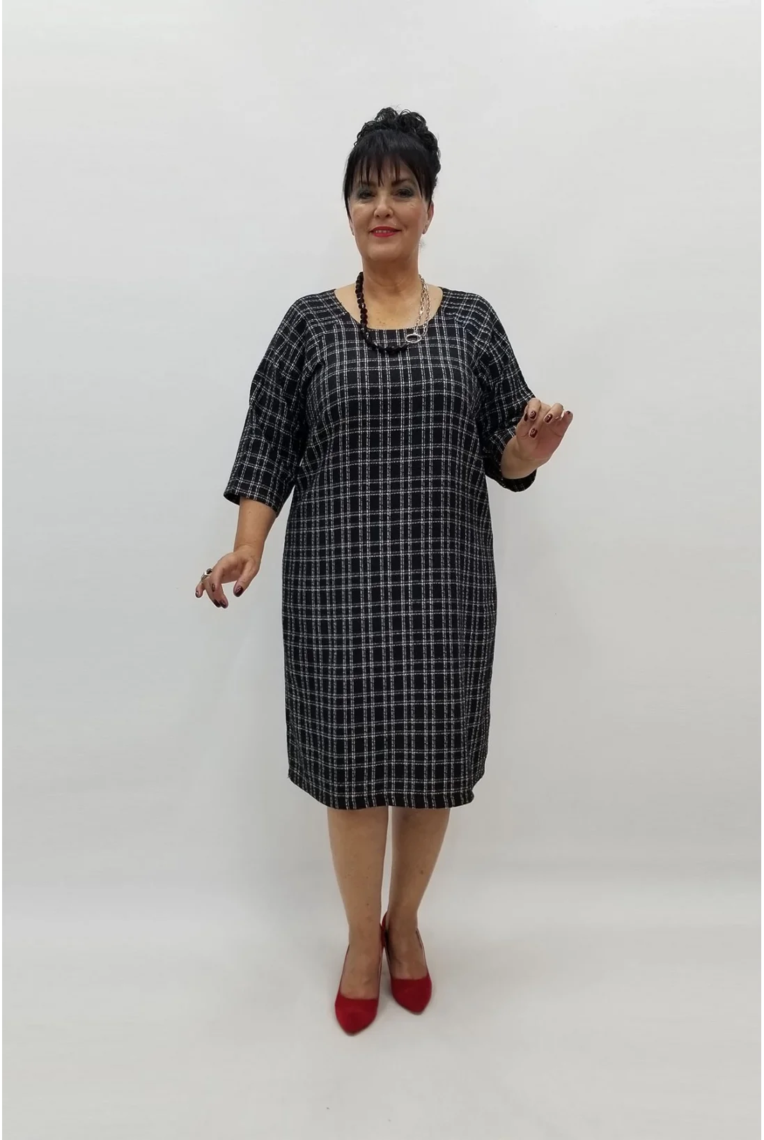 Miraggio Büyük Beden Elbise 97984 SİYAH/BEYAZ