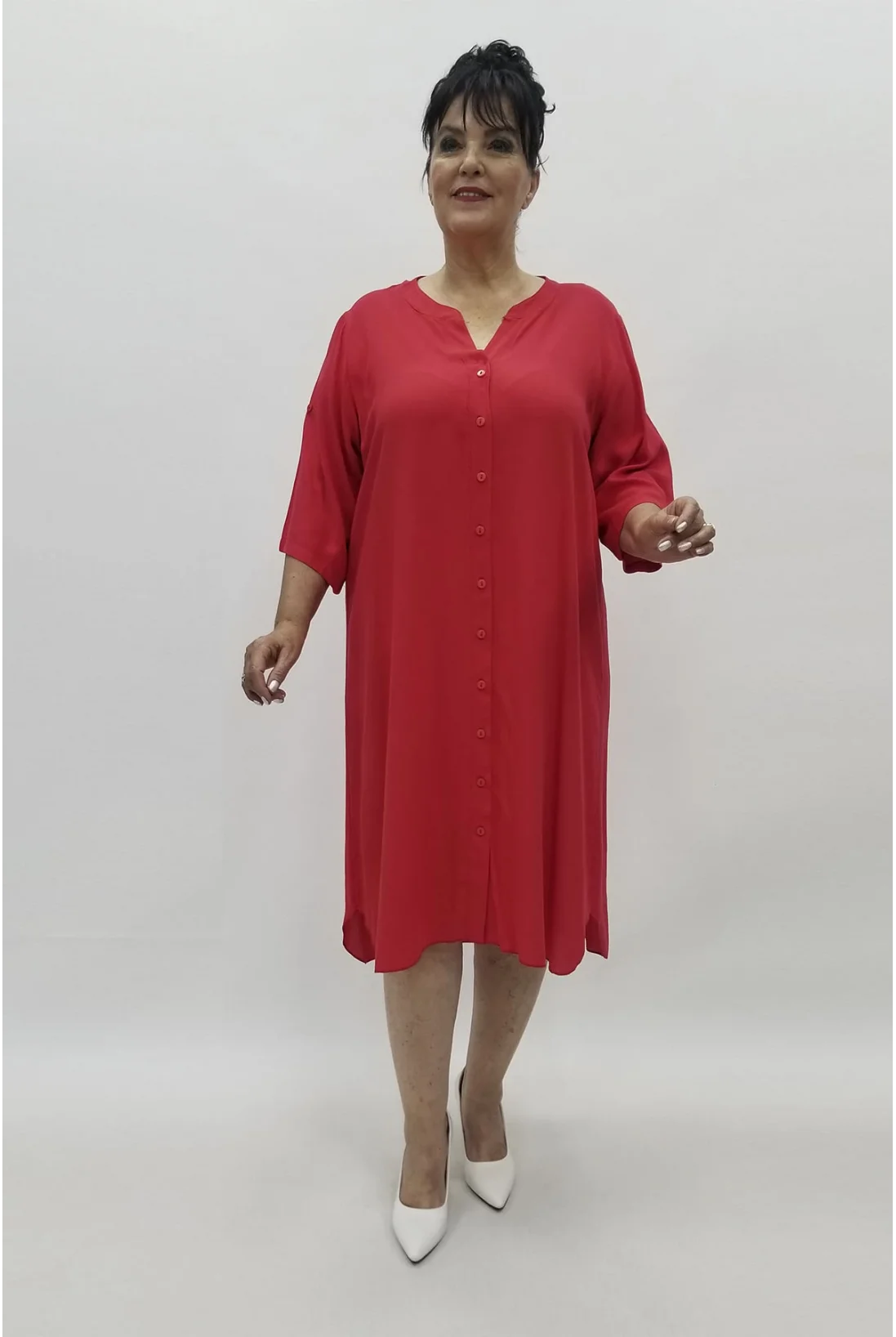 Miraggio Büyük Beden Elbise 98030 KIRMIZI