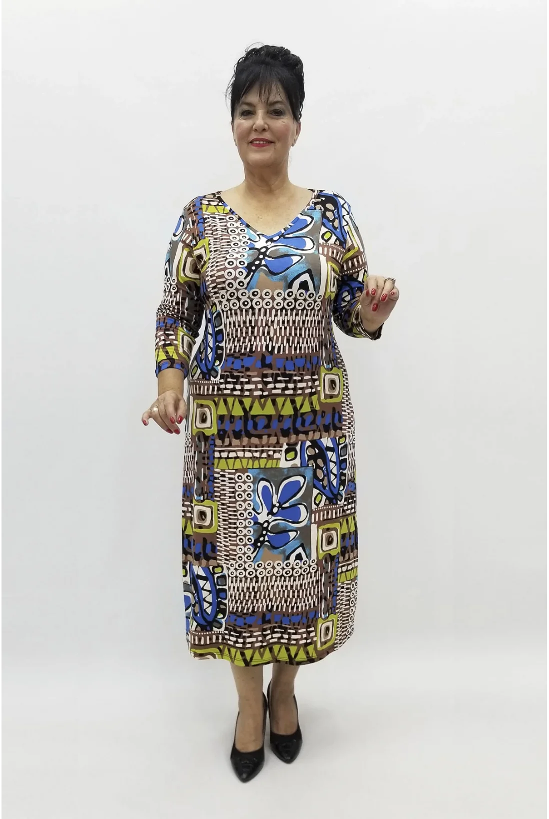 Miraggio Büyük Beden Elbise 98042 MAVİ