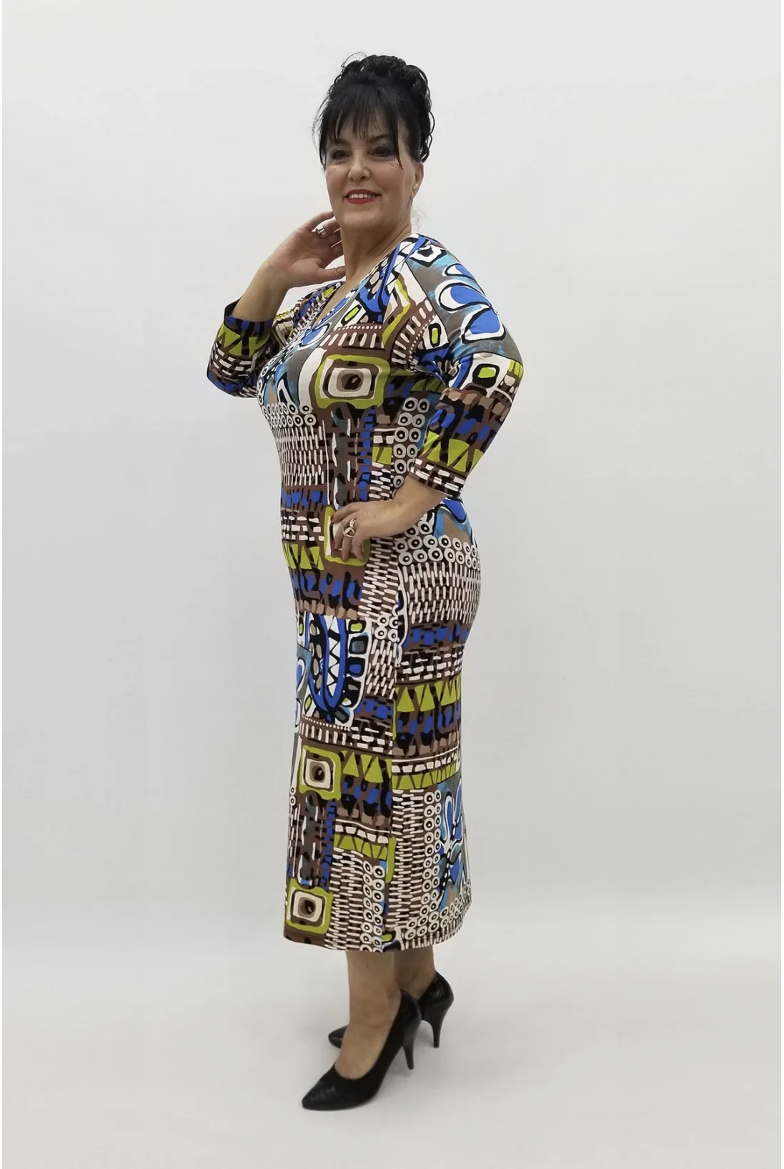 Miraggio Büyük Beden Elbise 98042 MAVİ