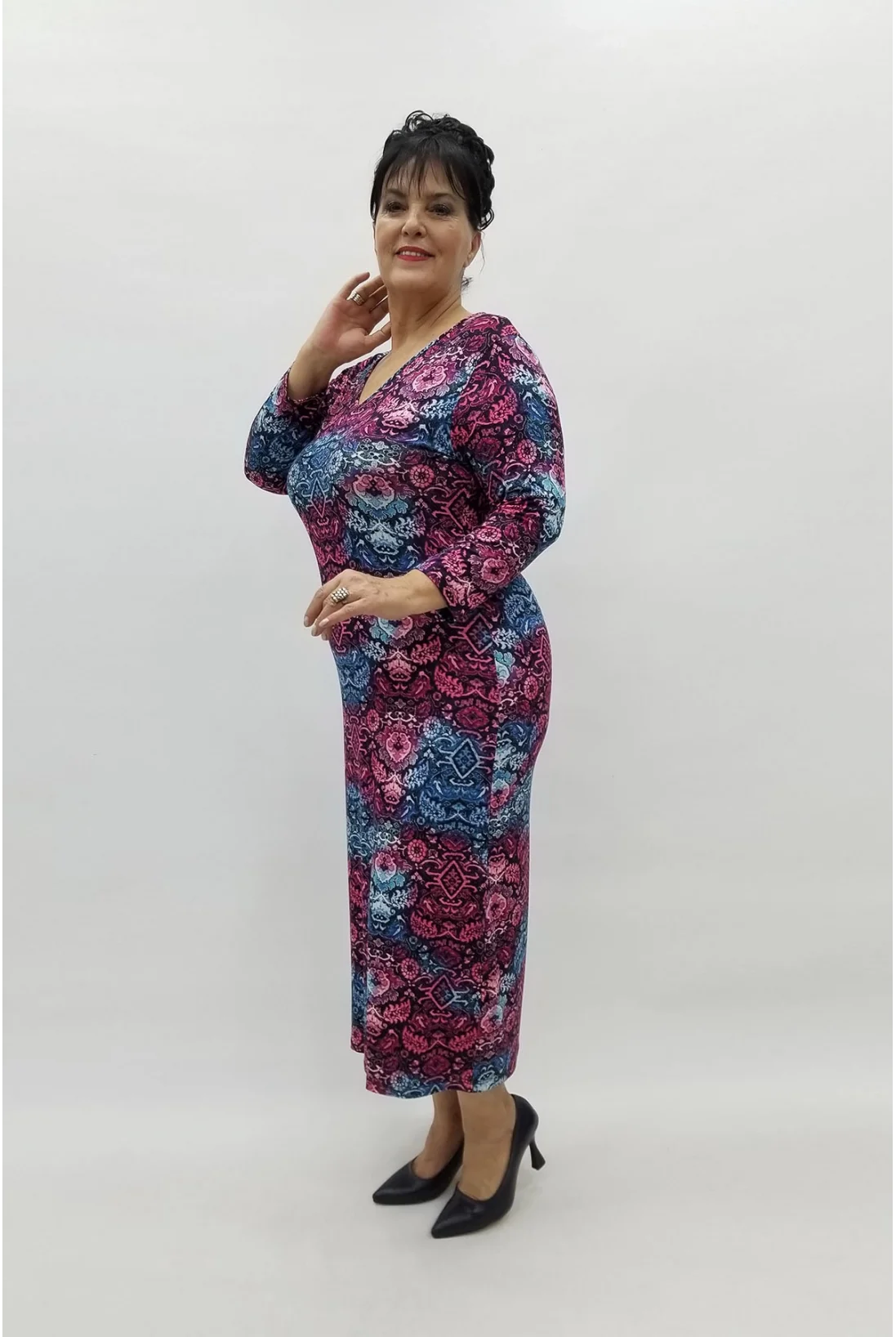 Miraggio Büyük Beden Elbise 98156 FUŞYA