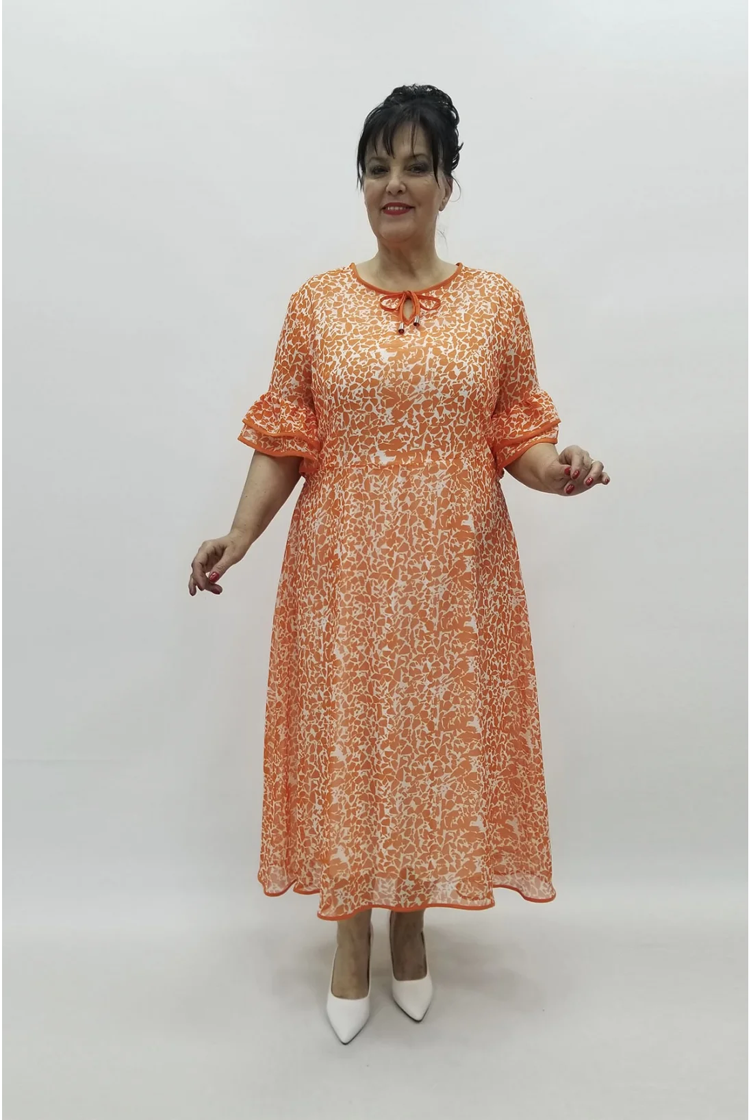 Miraggio Büyük Beden Elbise 98574 ORANJ