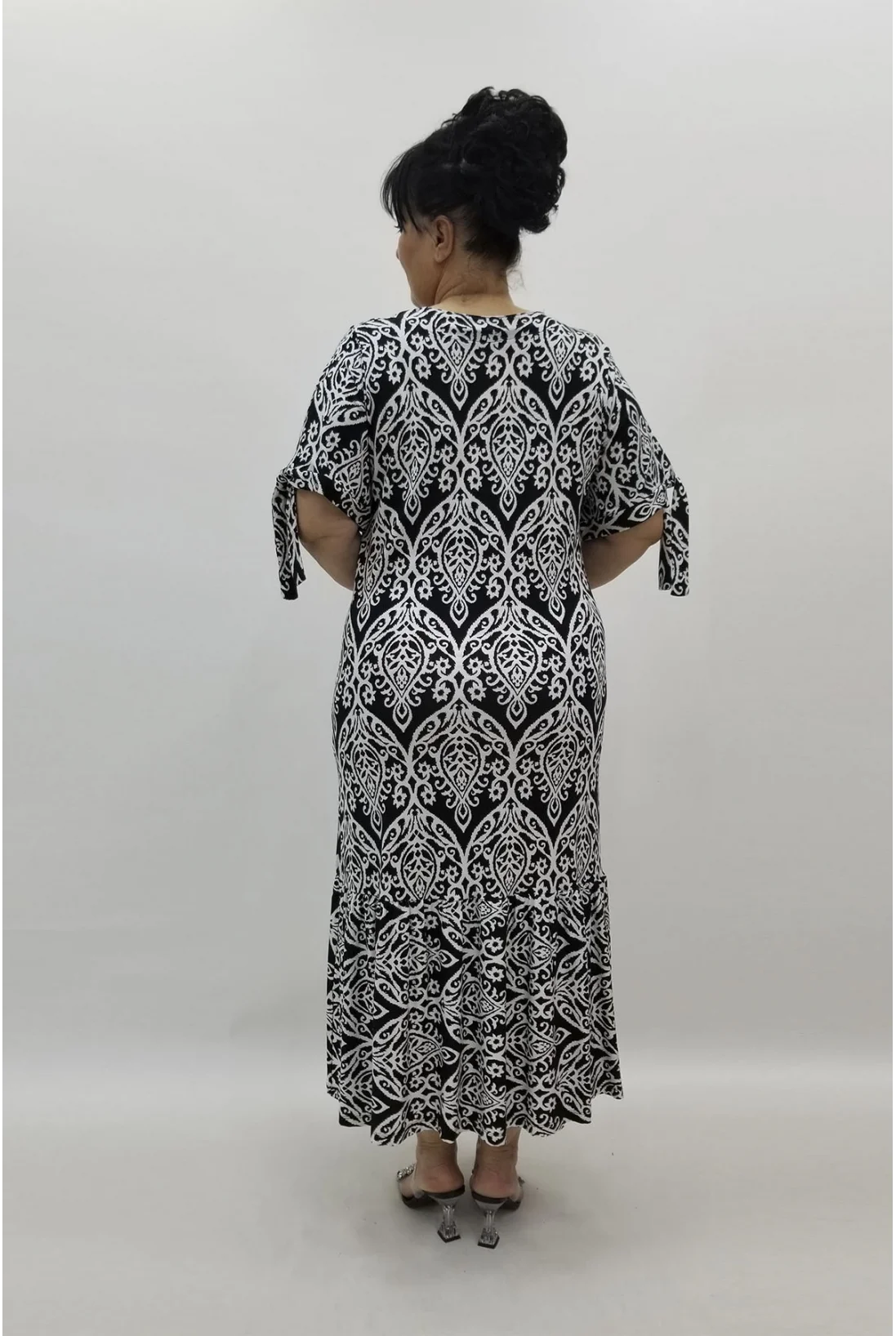 Miraggio Büyük Beden Elbise 98615 SİYAH/BEYAZ