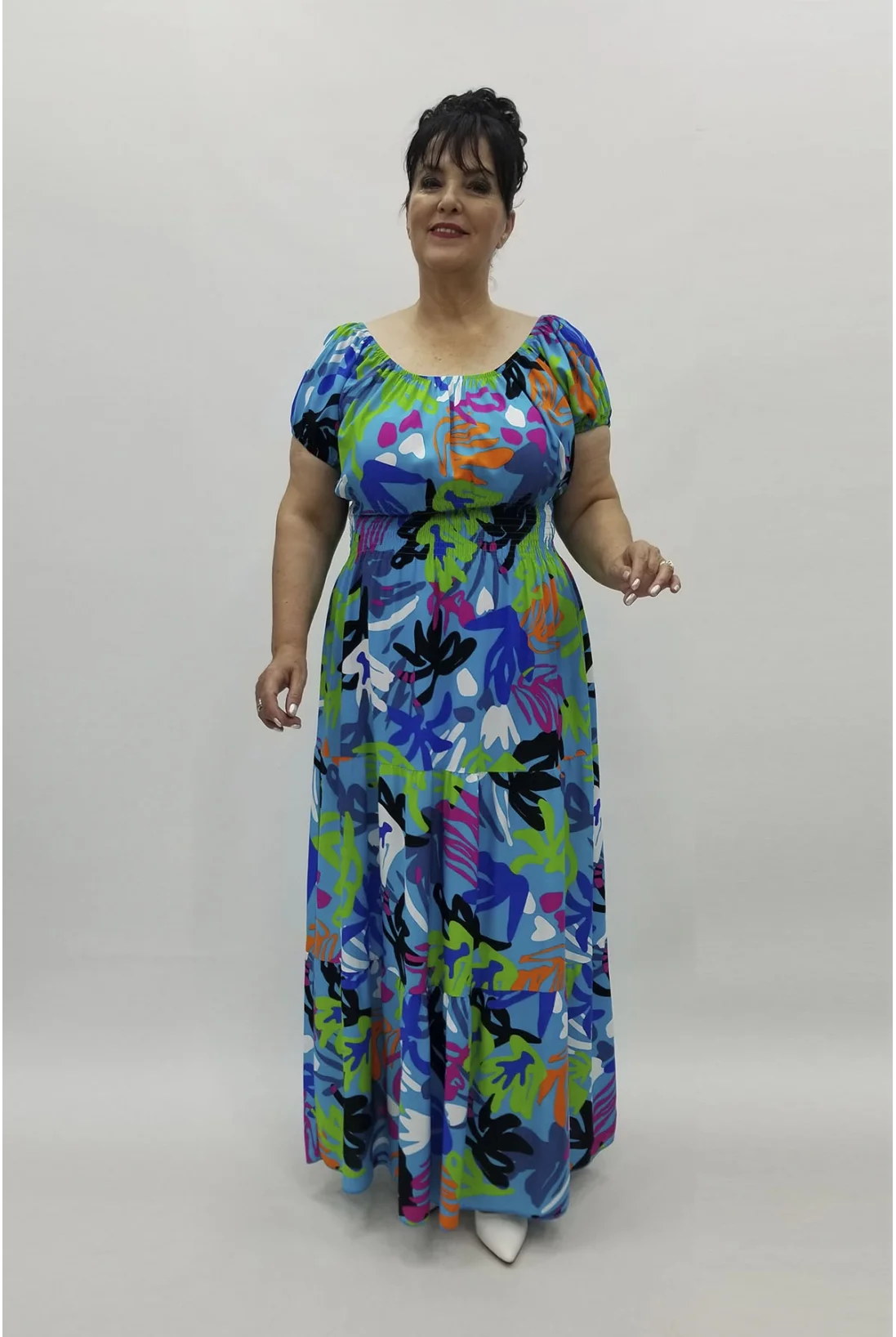 Miraggio Büyük Beden Elbise 98618 TURKUAZ