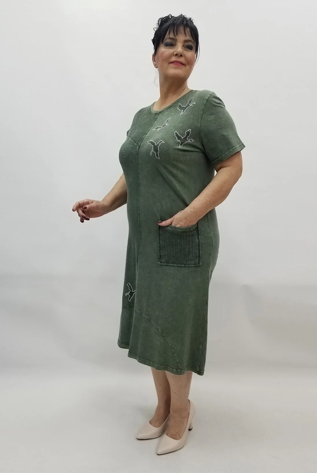 Miraggio Büyük Beden Elbise 98651 HAKİ