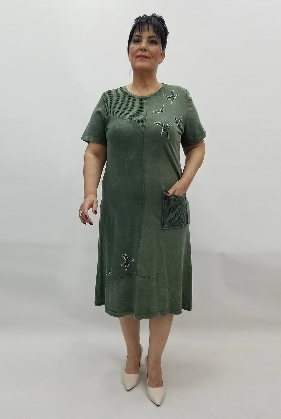 Miraggio Büyük Beden Elbise 98651 HAKİ