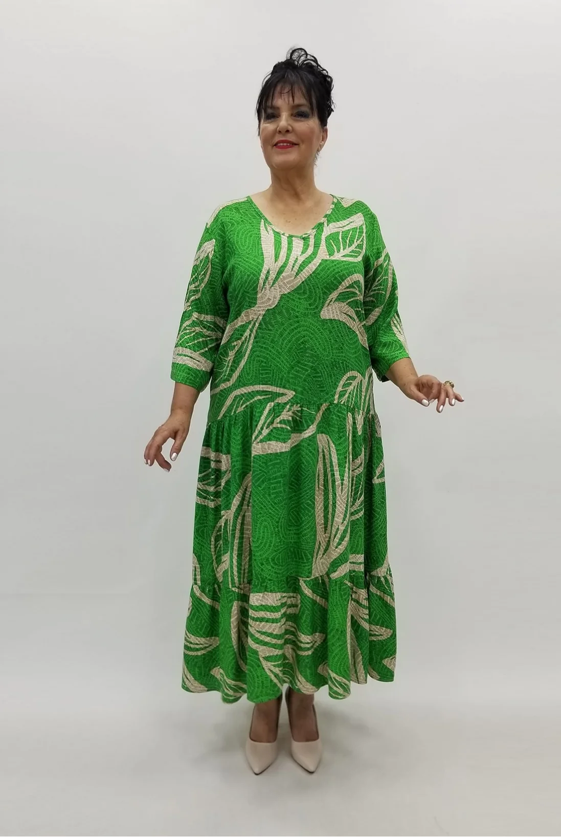 Miraggio Büyük Beden Elbise 98801 YEŞİL