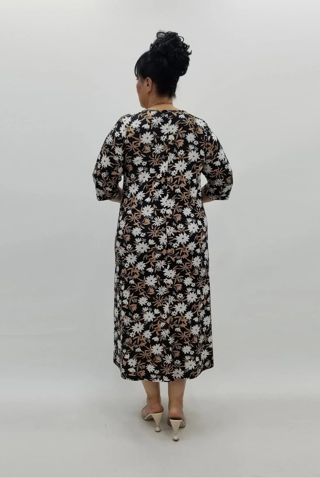 Miraggio Büyük Beden Elbise 98820 KAHVE-SİYAH