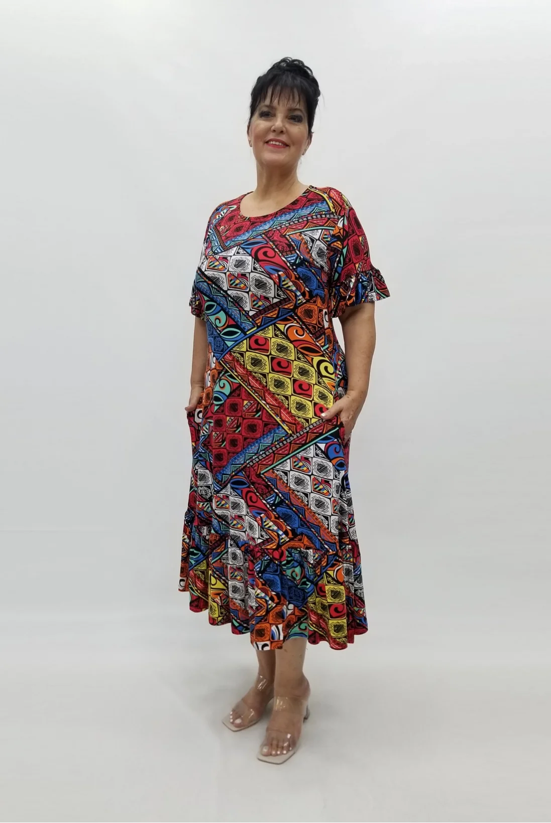 Miraggio Büyük Beden Elbise 98835 KIRMIZI