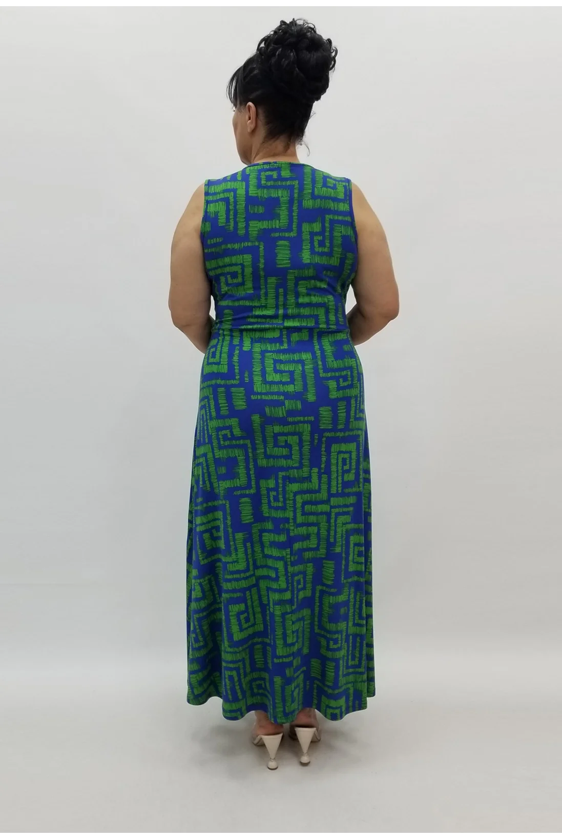 Miraggio Büyük Beden Elbise 98896 SAKS/YEŞİL