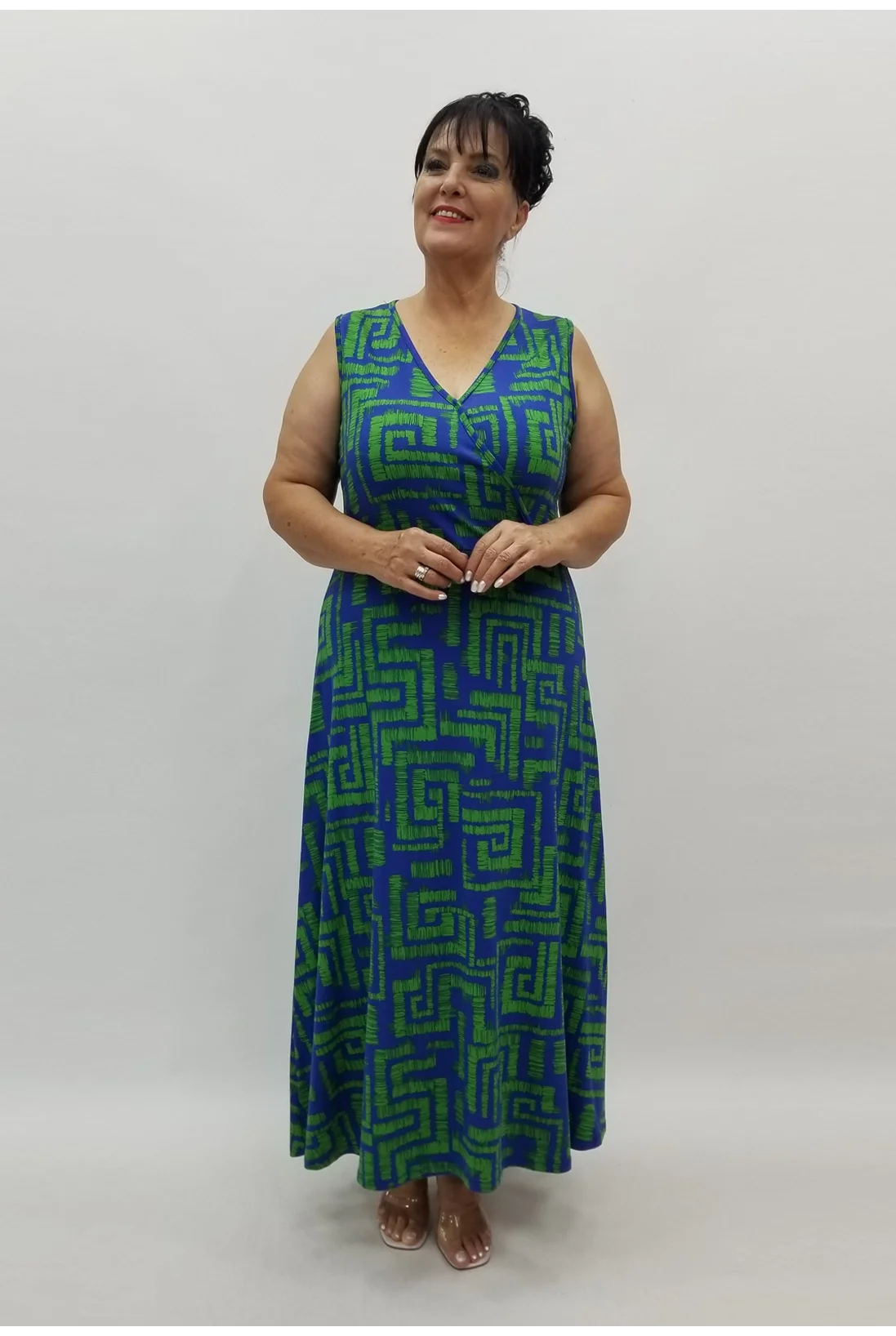 Miraggio Büyük Beden Elbise 98896 SAKS/YEŞİL