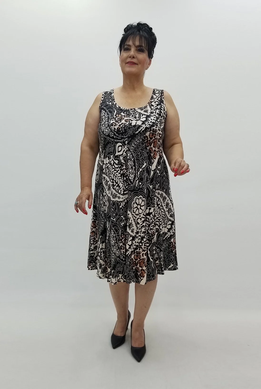 Miraggio Büyük Beden Elbise 98905 SİYAH/BEJ