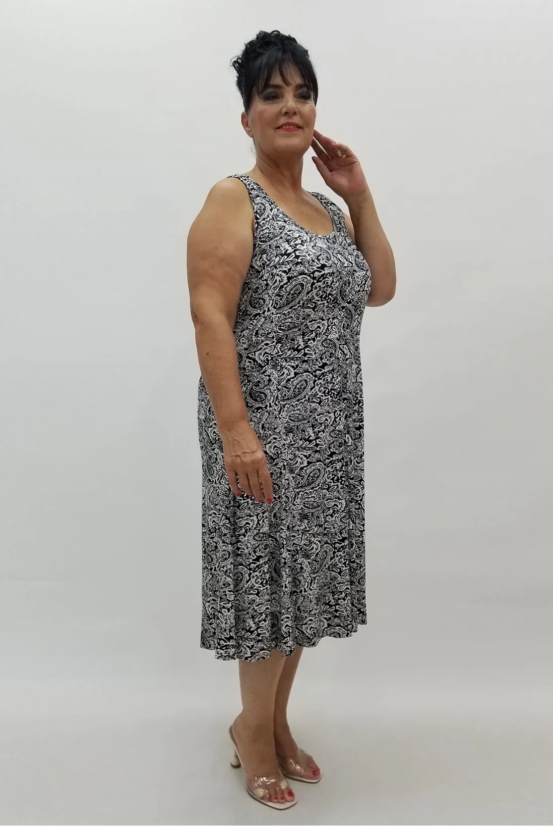 Miraggio Büyük Beden Elbise 98912 SİYAH/BEYAZ