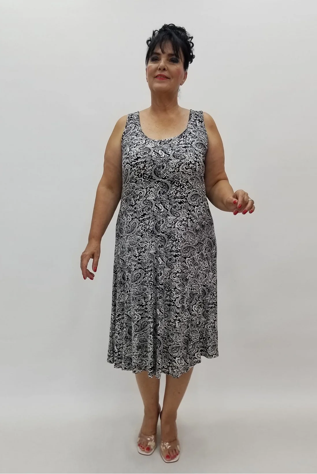 Miraggio Büyük Beden Elbise 98912 SİYAH/BEYAZ