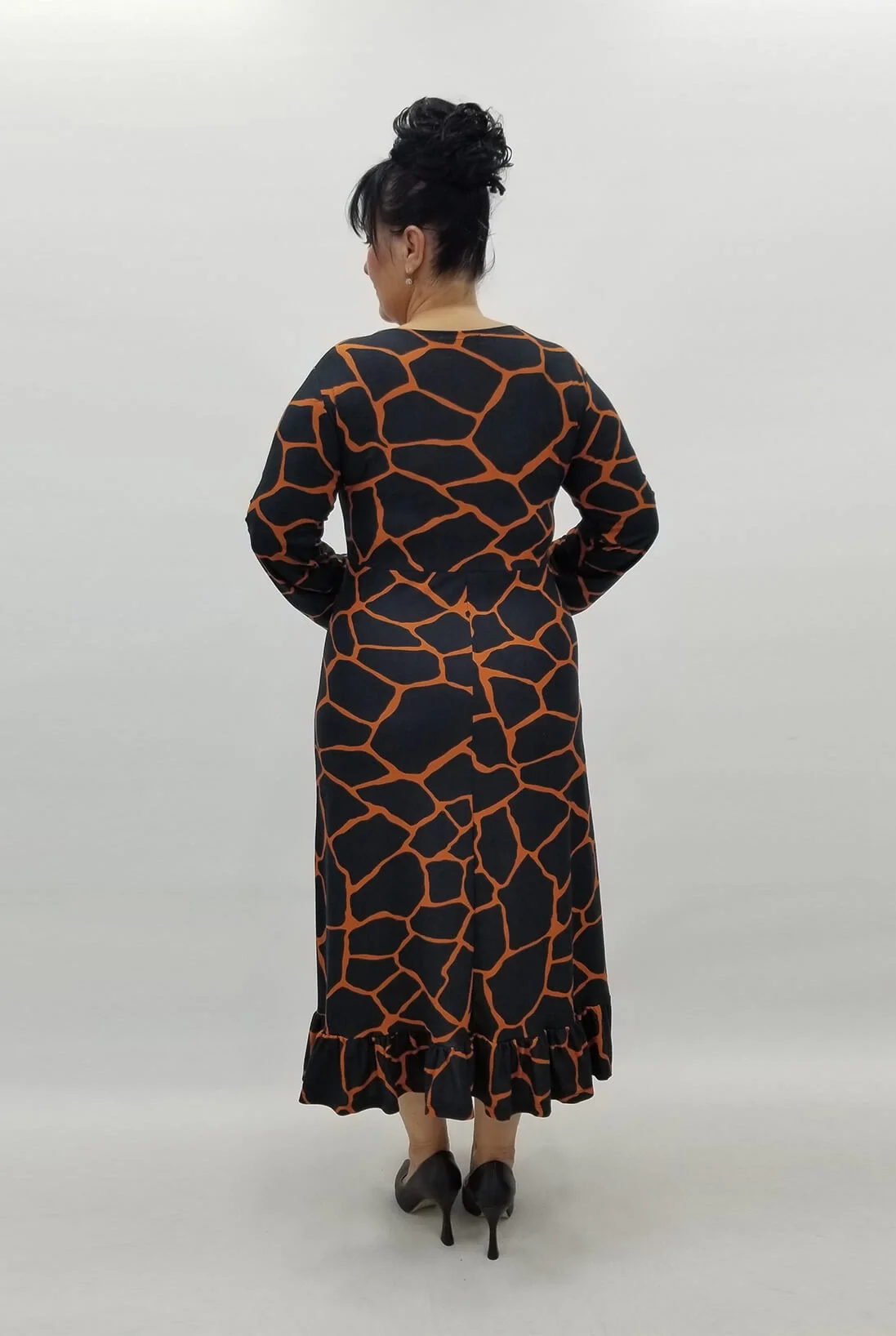 Miraggio Büyük Beden Elbise 99088 SİYAH/TABA