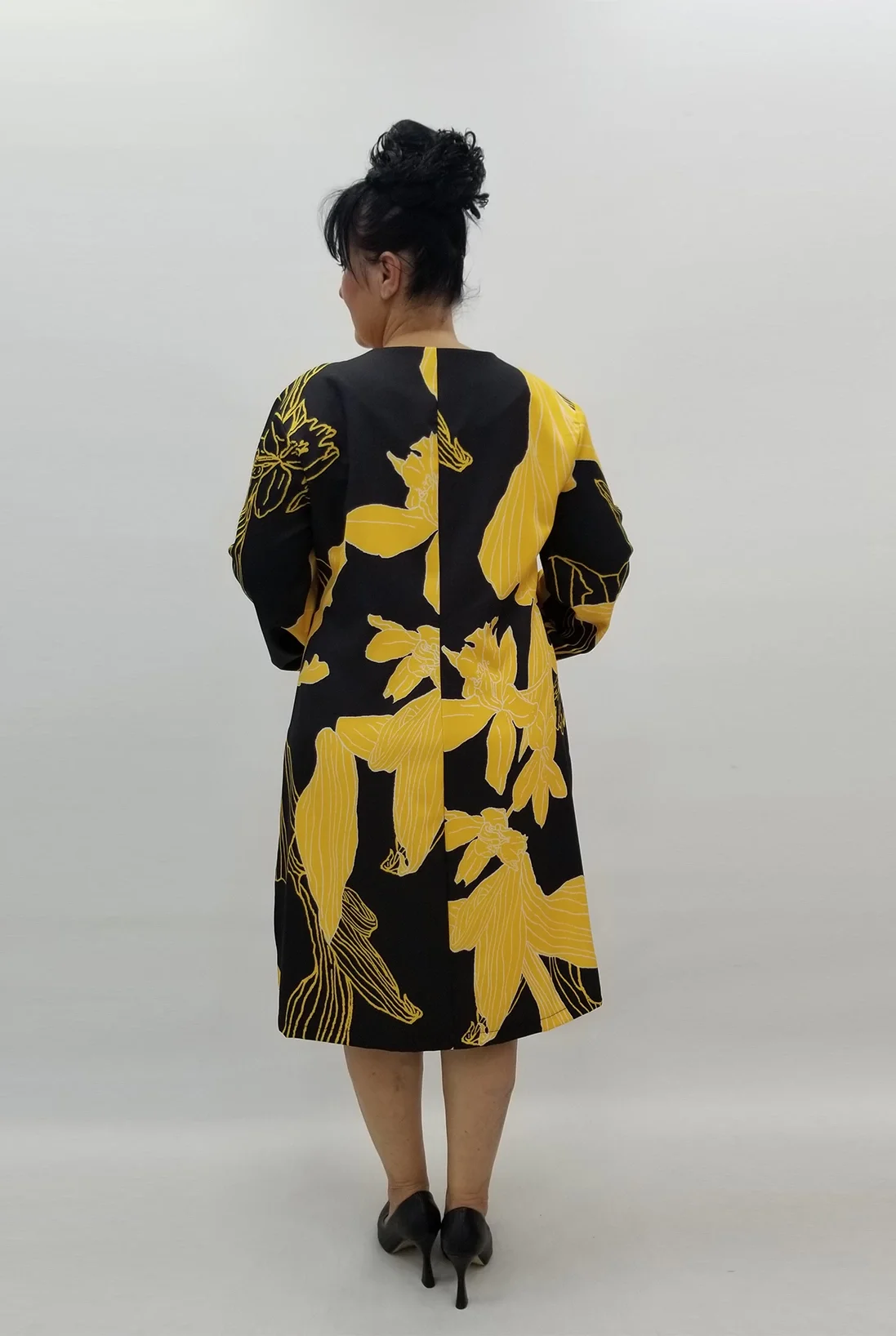 Miraggio Büyük Beden Elbise 99098 SİYAH/SARI