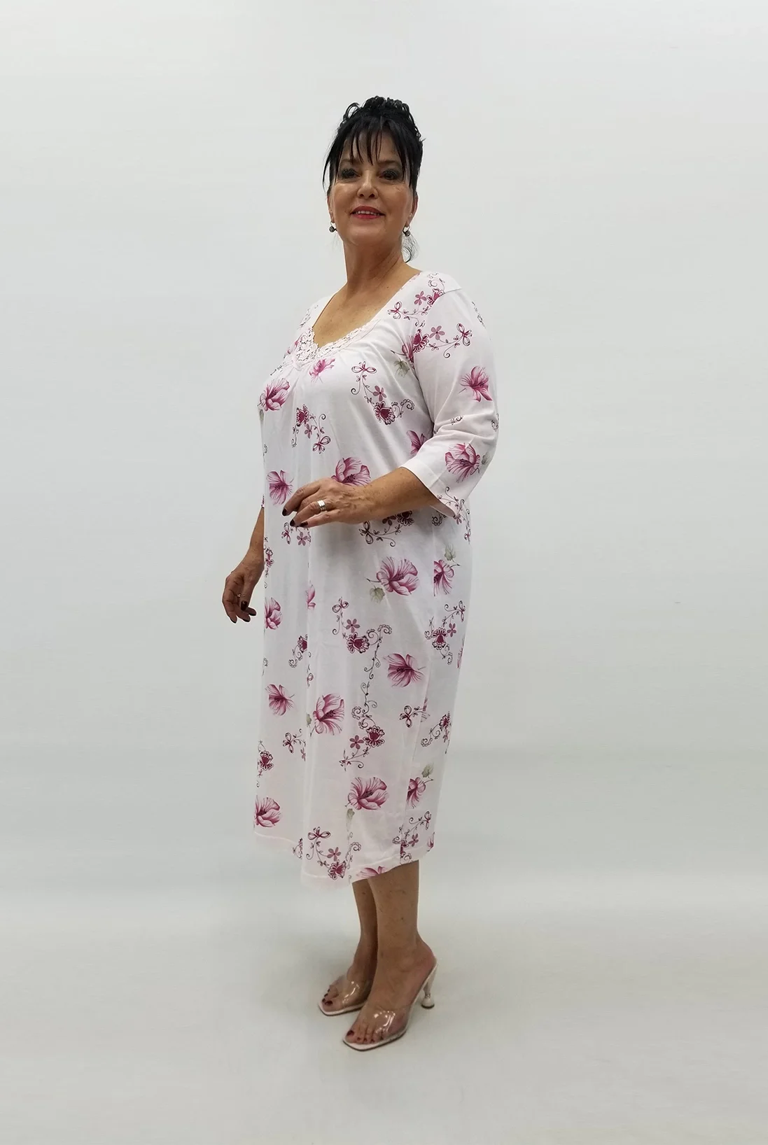 Miraggio Büyük Beden Elbise 99127 BORDO ÇİÇEKLİ