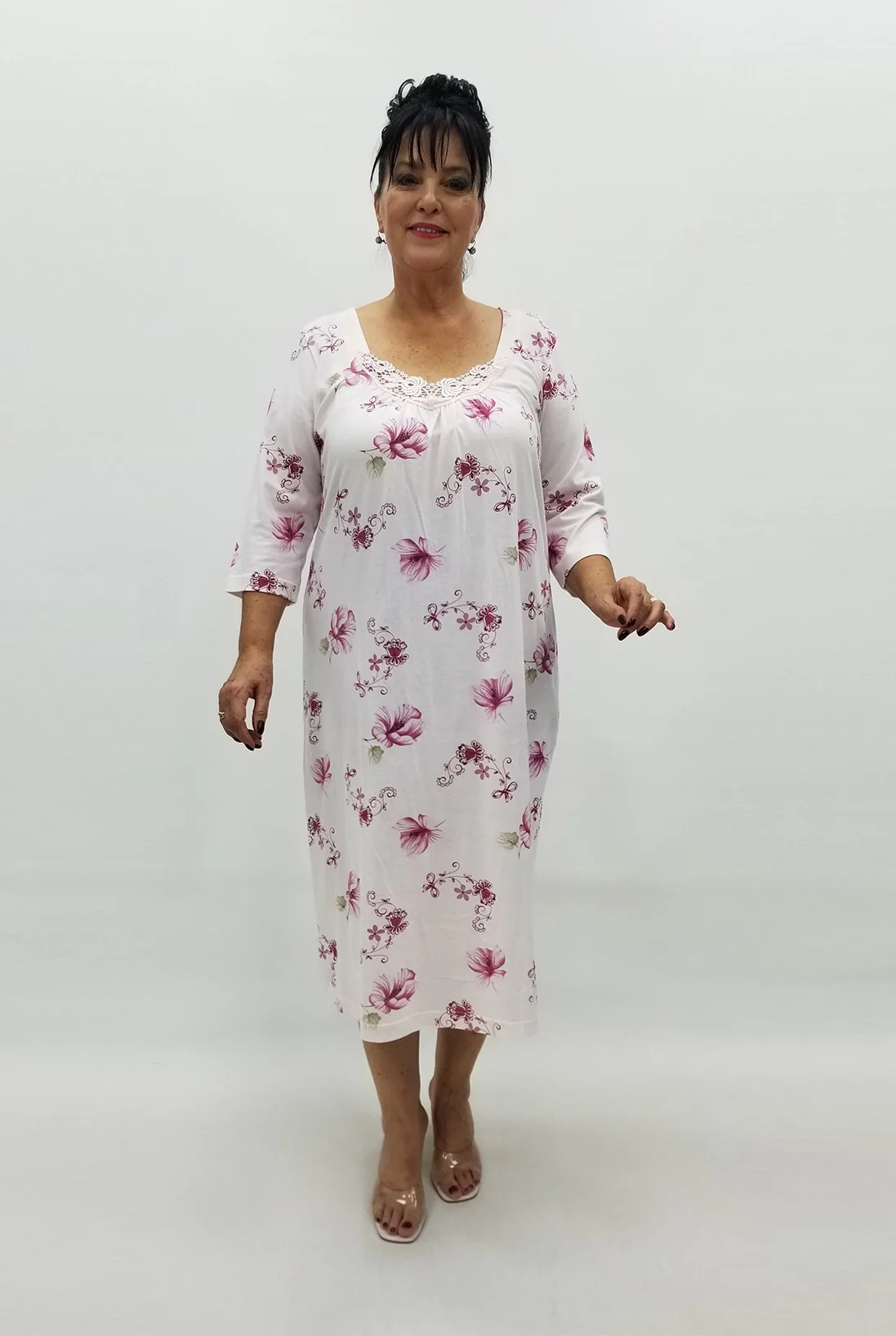 Miraggio Büyük Beden Elbise 99127 BORDO ÇİÇEKLİ