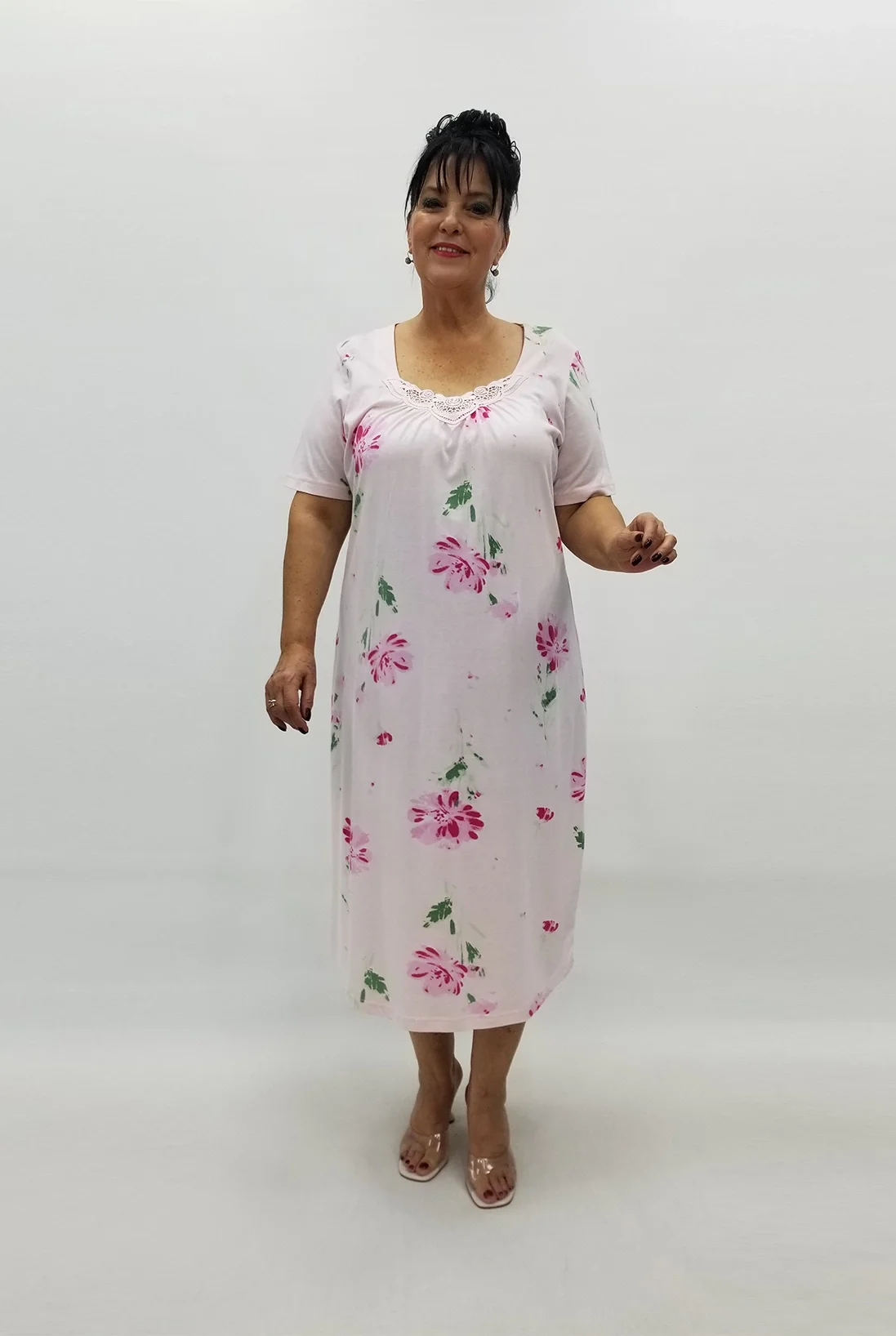 Miraggio Büyük Beden Elbise 99127 PEMBE ÇİÇEKLİ