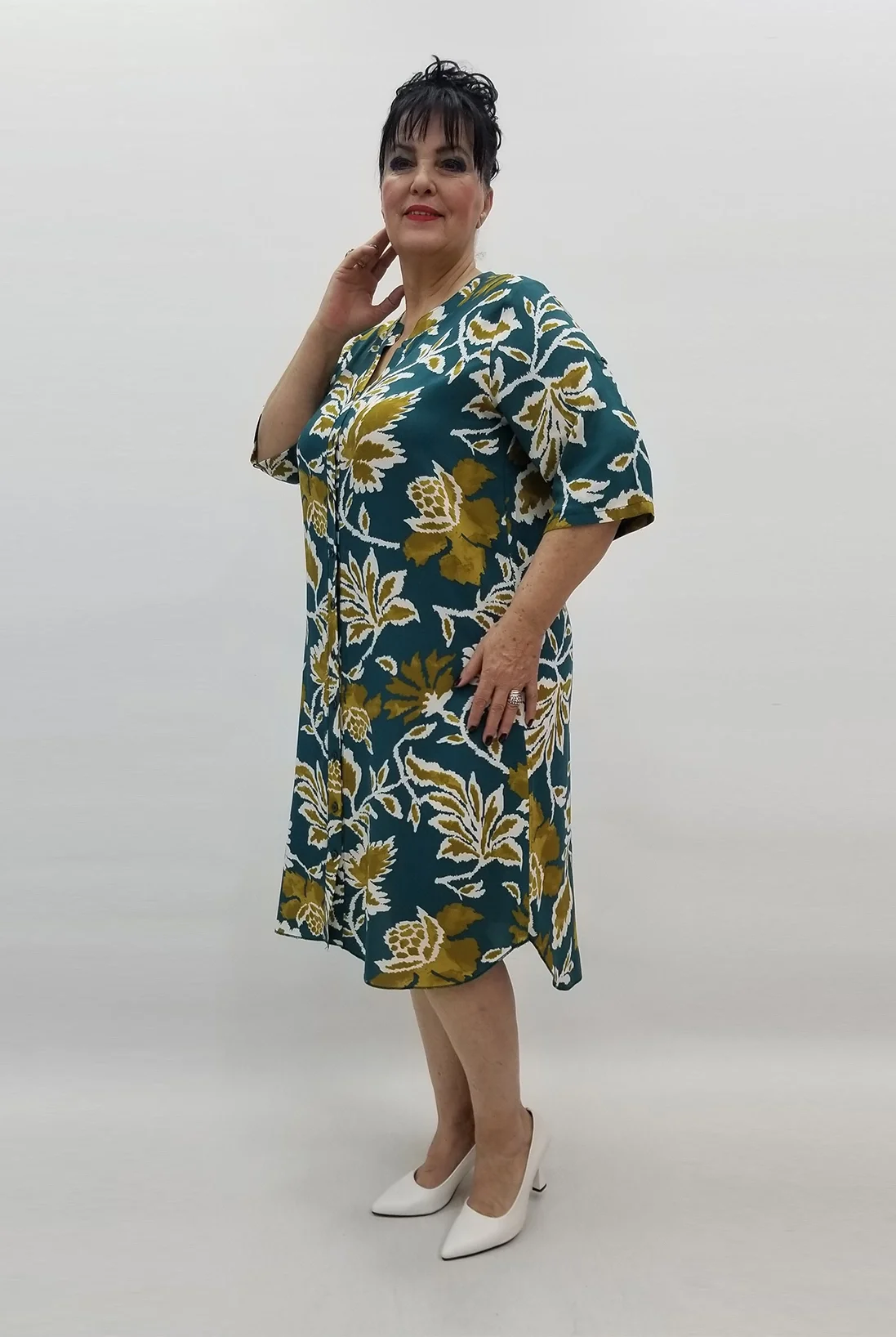 Miraggio Büyük Beden Elbise 99265 PETROL