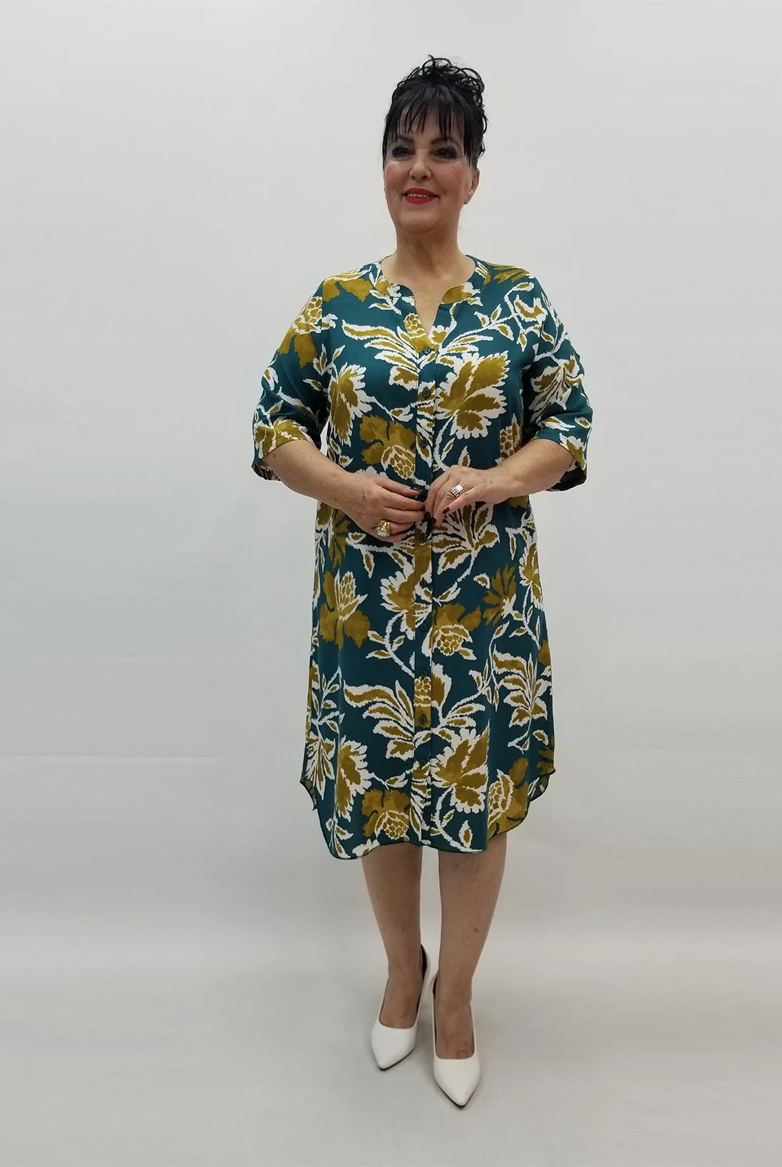 Miraggio Büyük Beden Elbise 99265 PETROL