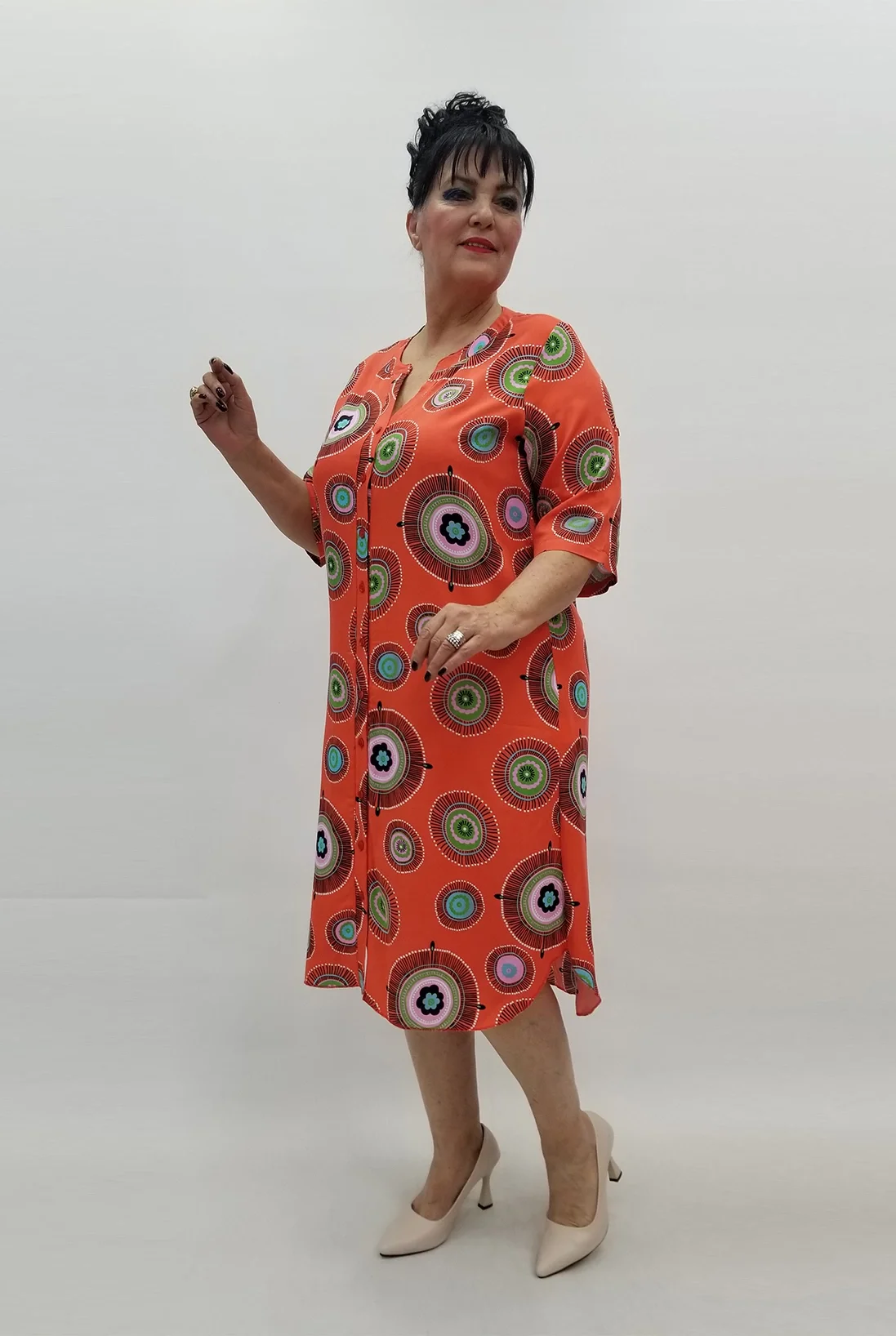 Miraggio Büyük Beden Elbise 99266 TURUNCU