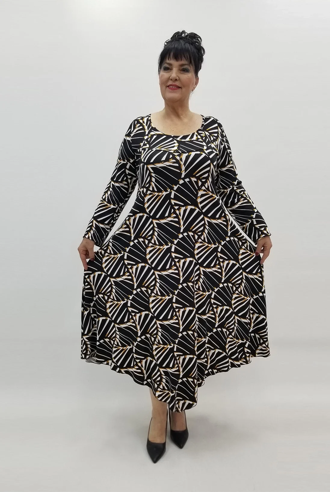 Miraggio Büyük Beden Elbise 99471 SİYAH/TABA