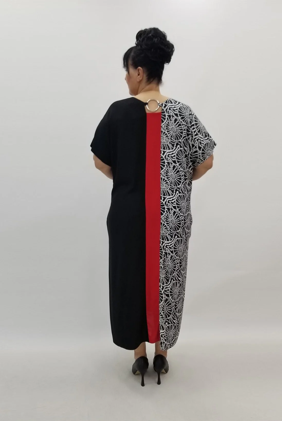 Miraggio Büyük Beden Elbise 99539 SİYAH-KIRMIZI