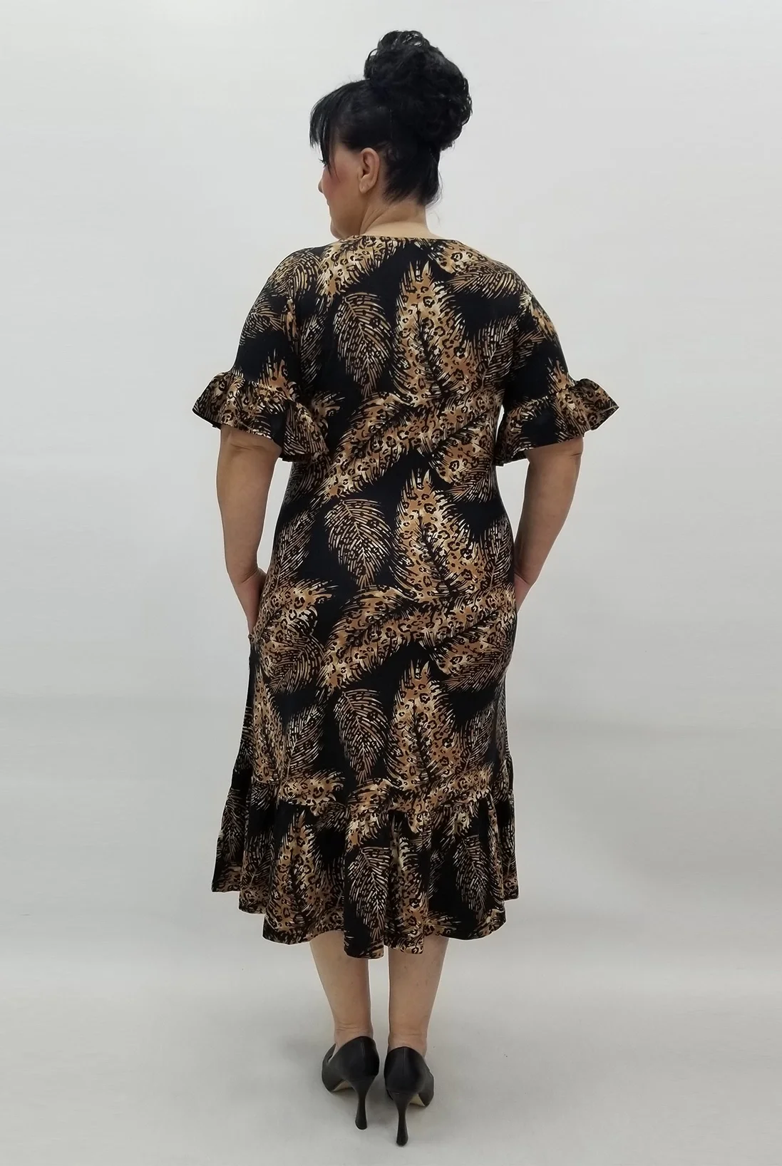 Miraggio Büyük Beden Elbise 99585 KAHVE-SİYAH