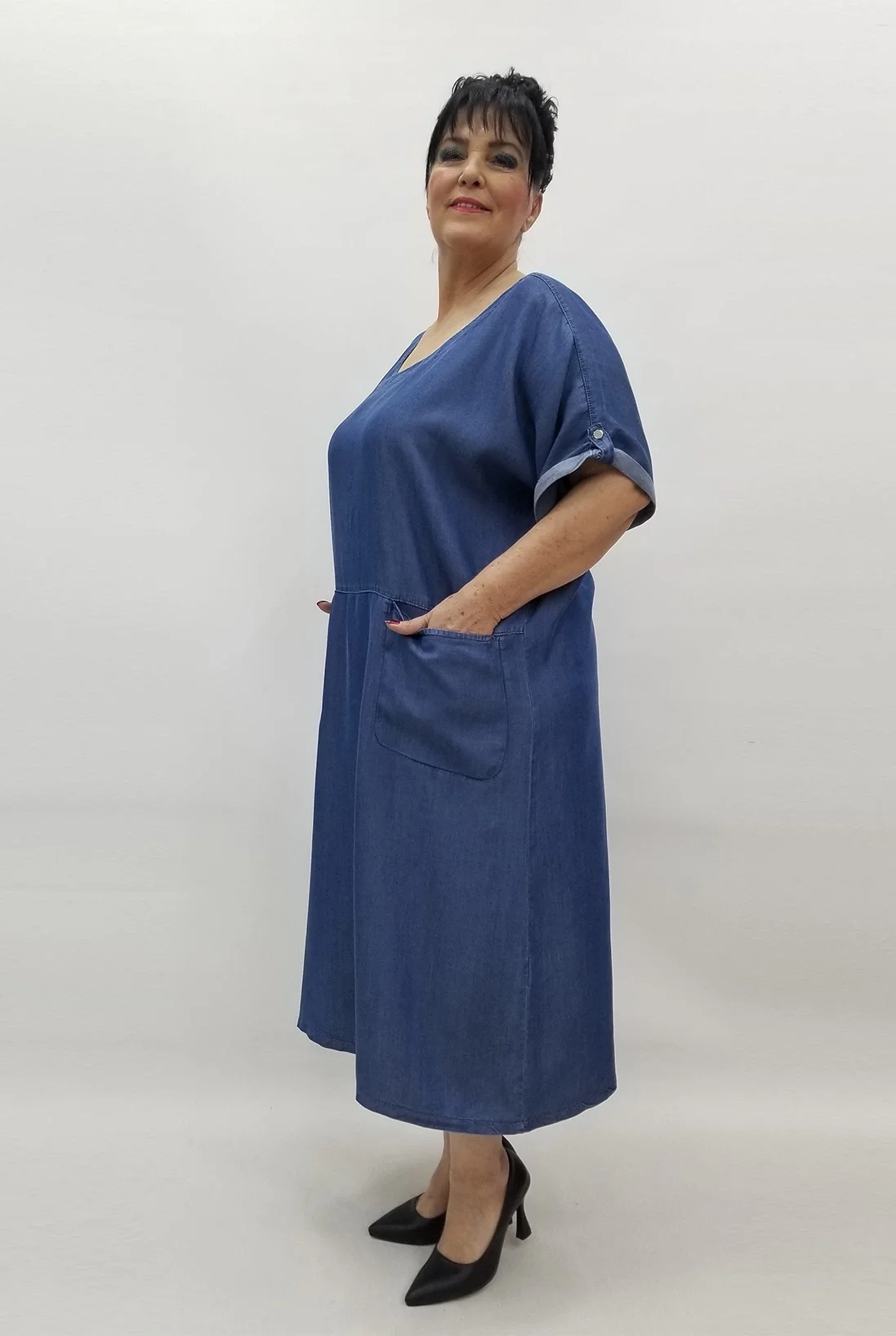 Miraggio Büyük Beden Elbise 99588 KOT MAVİ