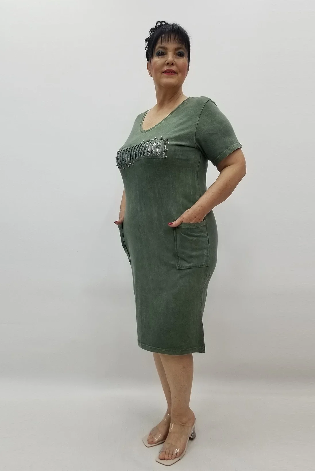 Miraggio Büyük Beden Elbise 99635 HAKİ