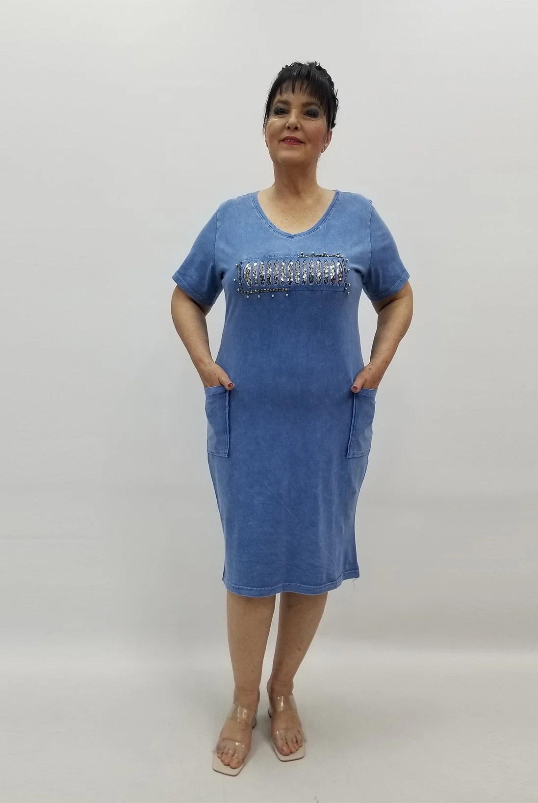 Miraggio Büyük Beden Elbise 99635 MAVİ