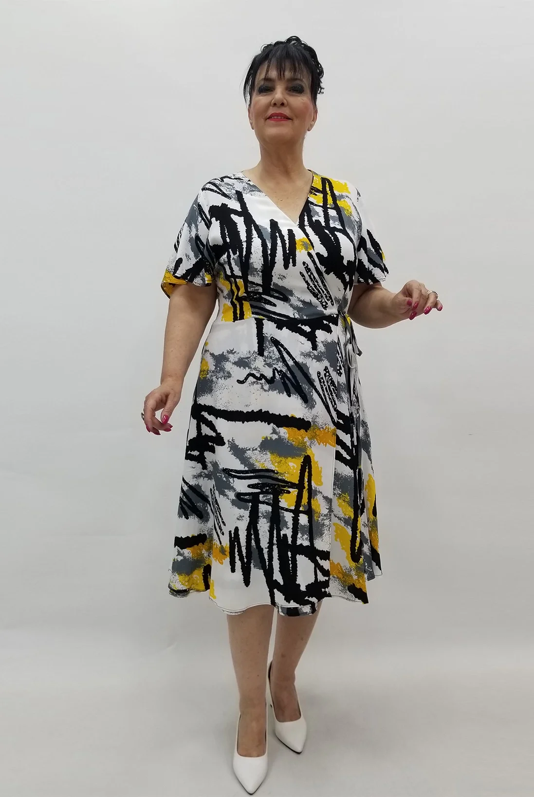 Miraggio Büyük Beden Elbise 99639 SARI