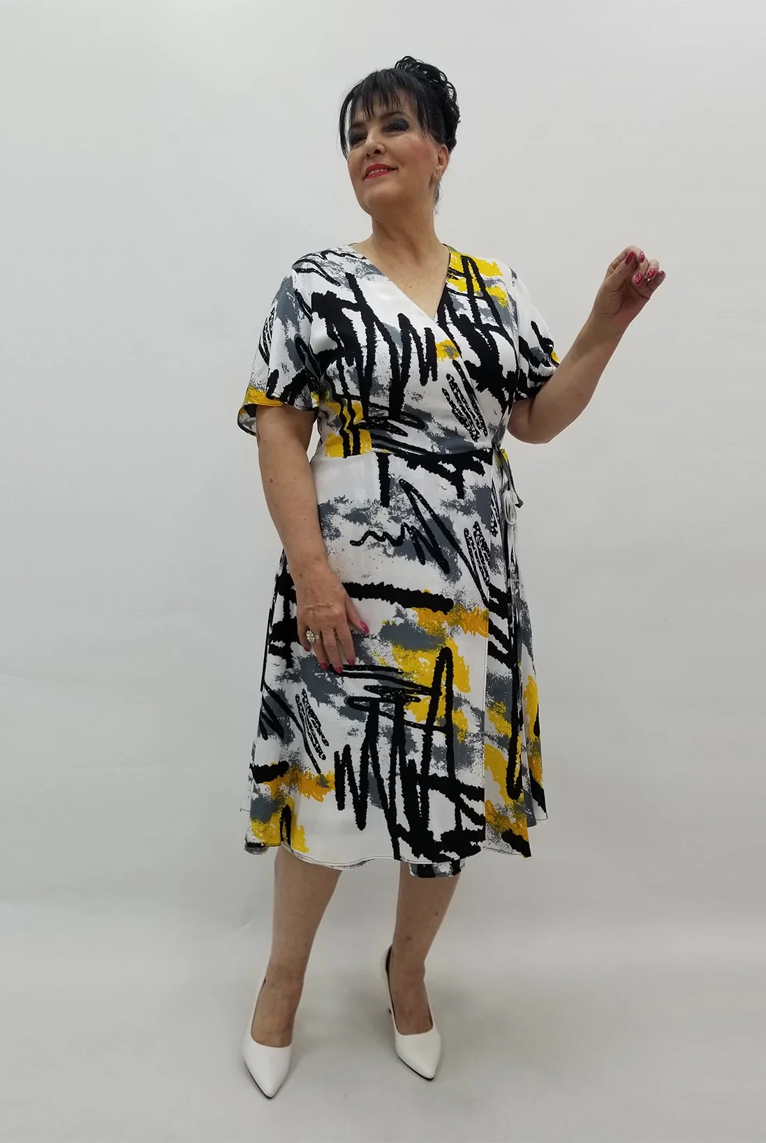 Miraggio Büyük Beden Elbise 99639 SARI