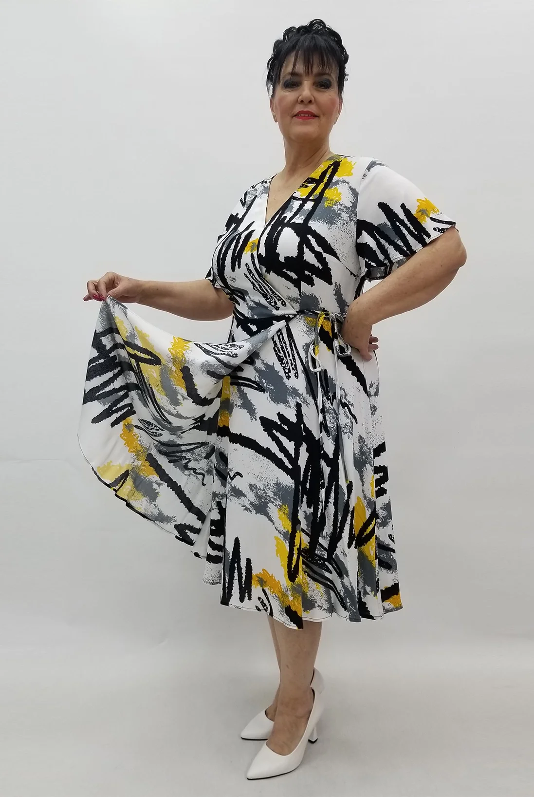 Miraggio Büyük Beden Elbise 99639 SARI