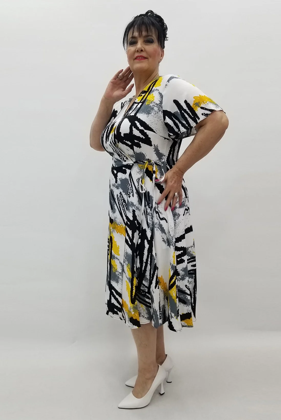 Miraggio Büyük Beden Elbise 99639 SARI