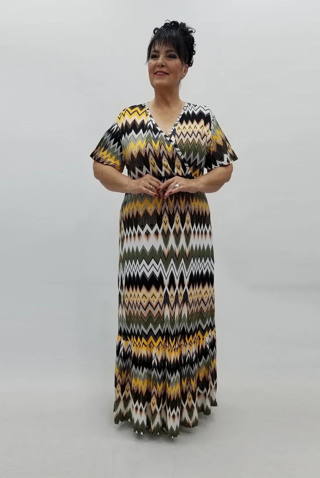 Miraggio Büyük Beden Elbise 99770 HAKİ/BEYAZ