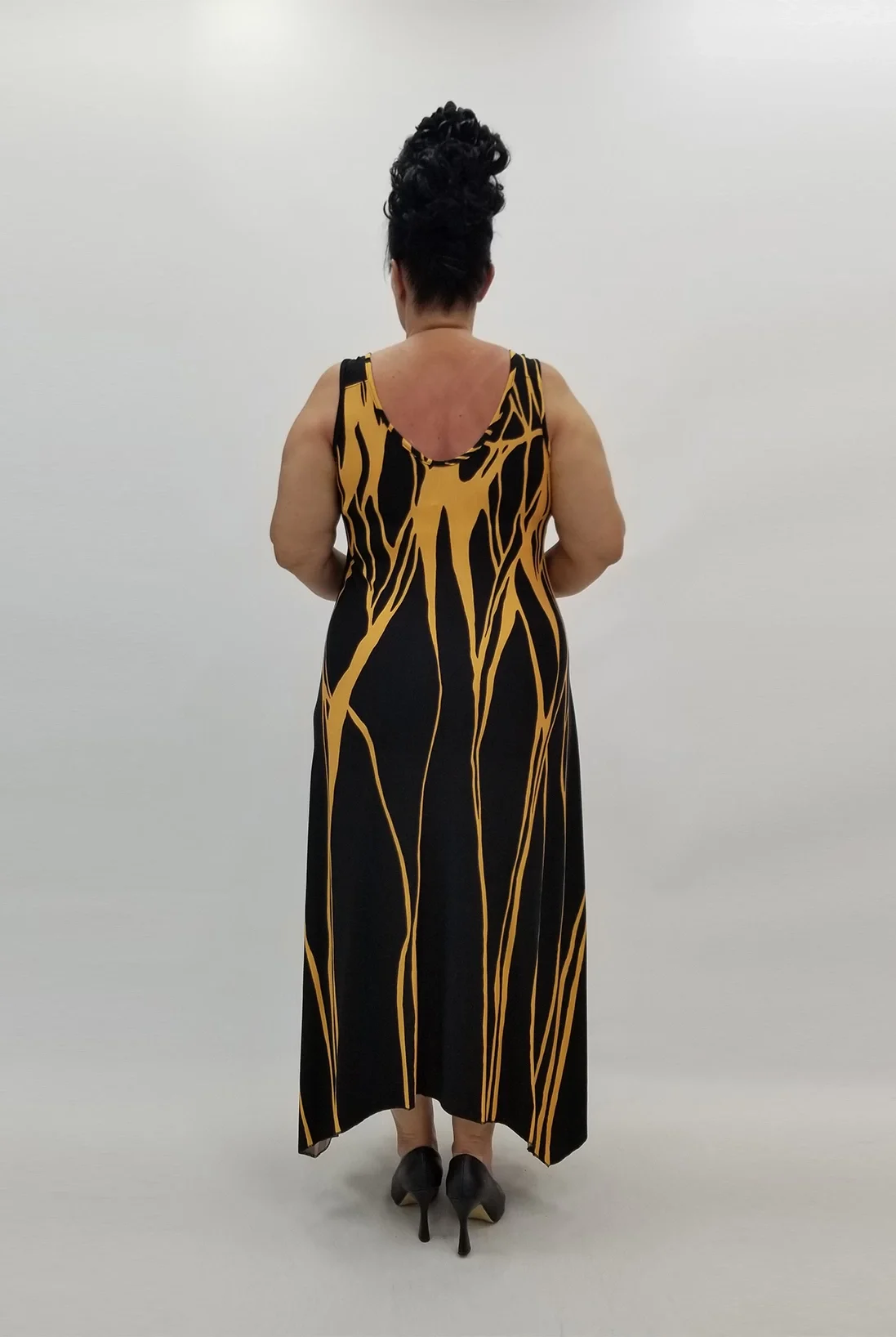 Miraggio Büyük Beden Elbise 99798 SİYAH/SARI