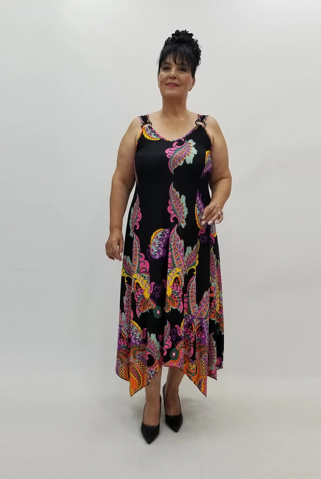 Miraggio Büyük Beden Elbise 99799 SİYAH/MOR