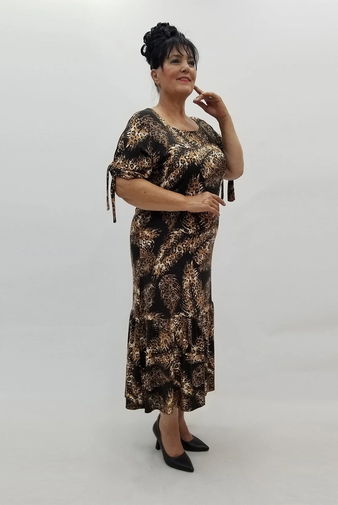 Miraggio Büyük Beden Elbise 99806 KAHVE-SİYAH