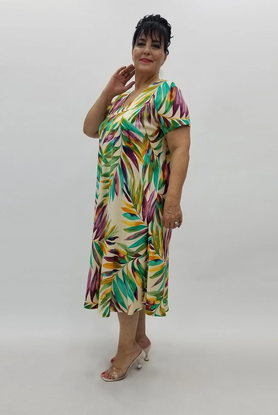 Miraggio Büyük Beden Elbise 99810 KREM