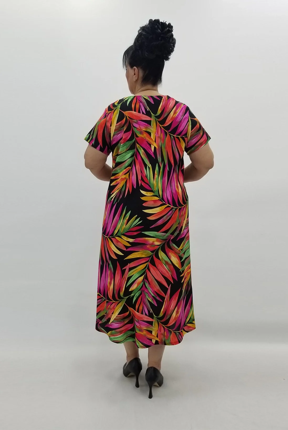 Miraggio Büyük Beden Elbise 99810 SİYAH/SARI