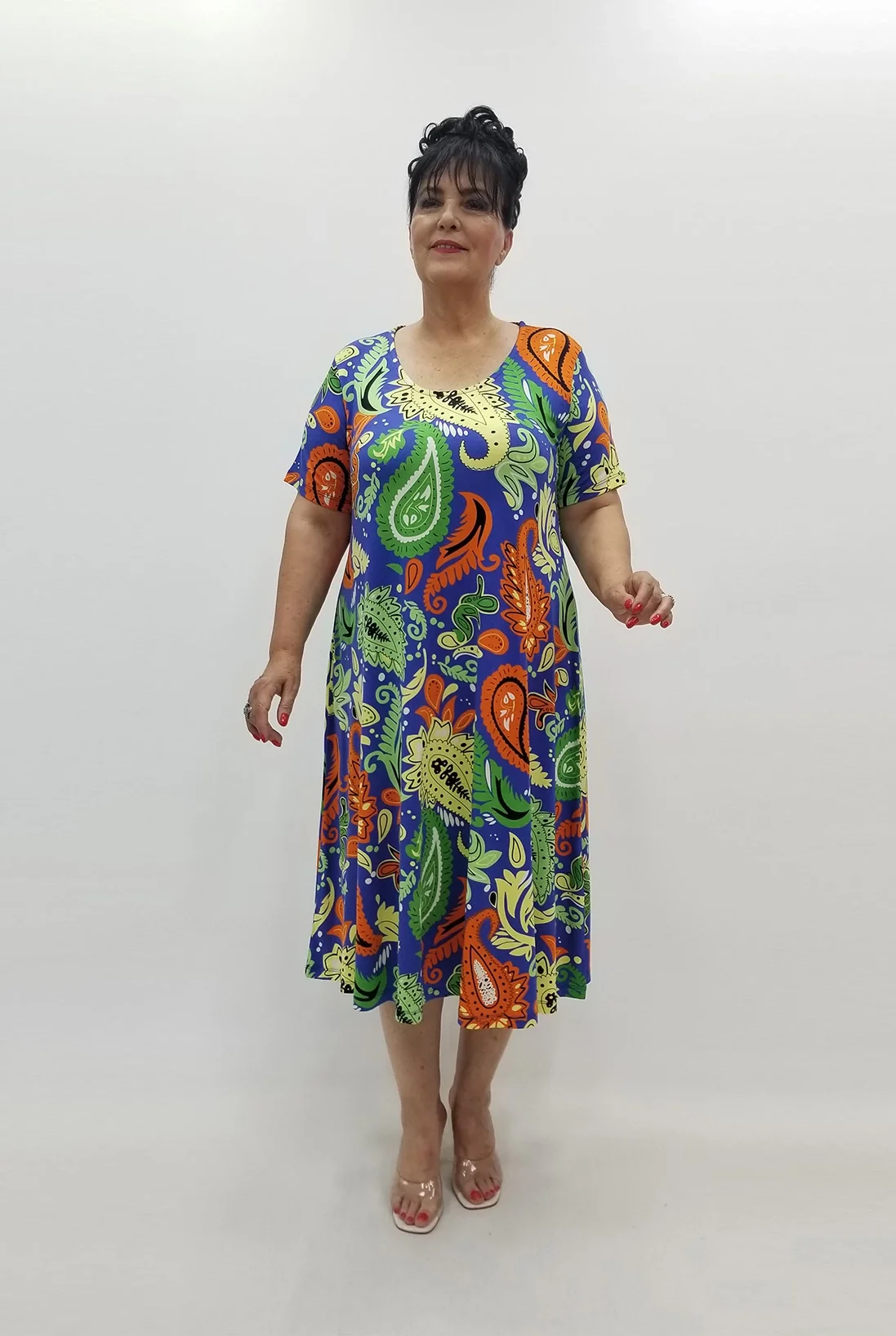 Miraggio Büyük Beden Elbise 99813 SAKS/YEŞİL