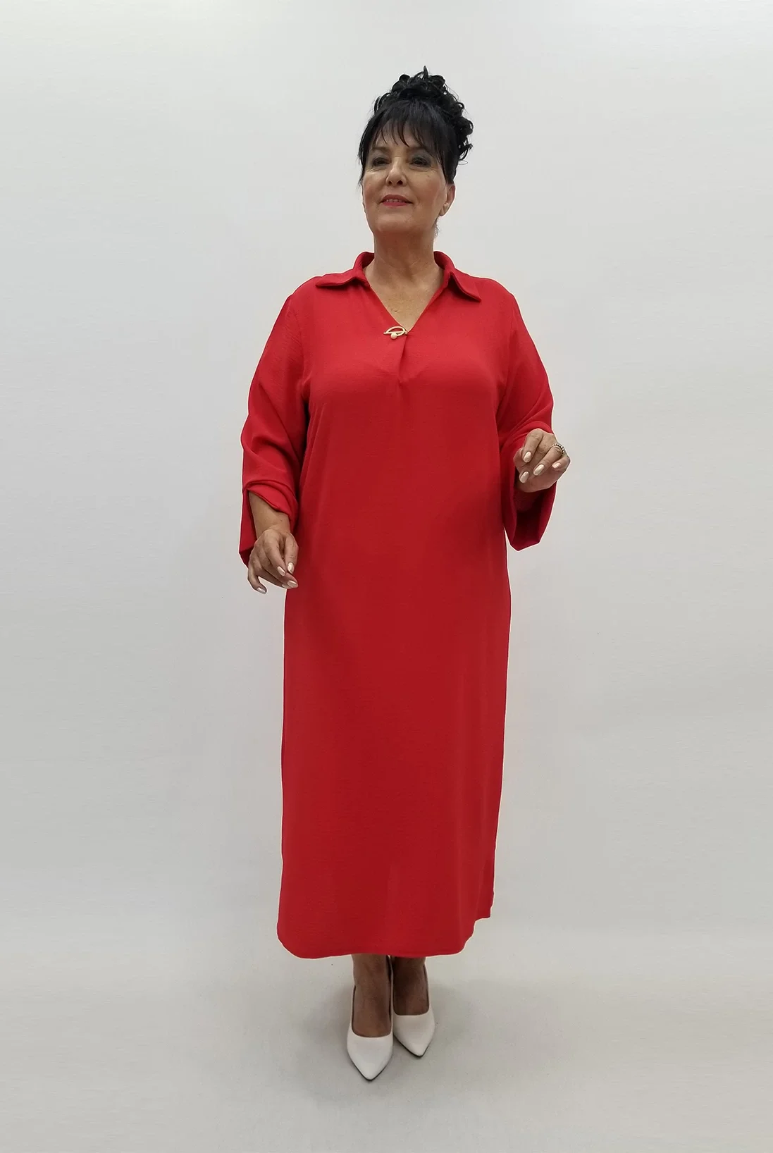 Miraggio Büyük Beden Elbise 99848 KIRMIZI