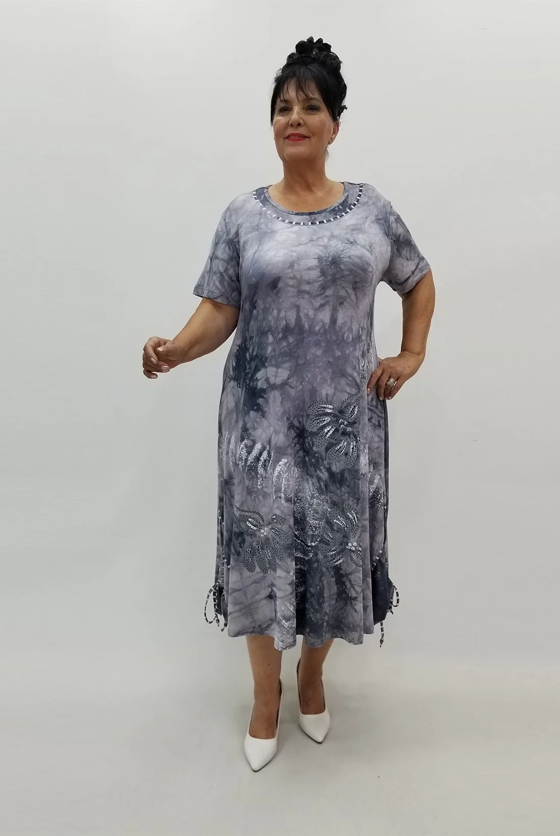 Miraggio Büyük Beden Elbise 99861 GRİ