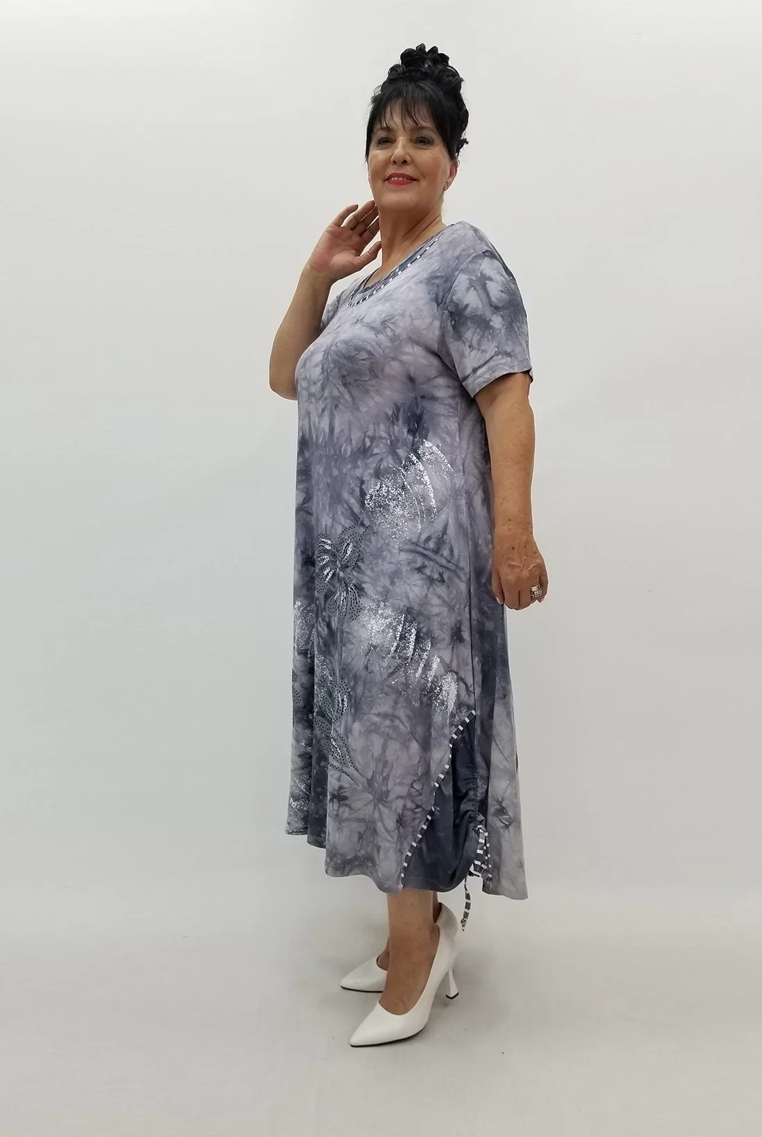 Miraggio Büyük Beden Elbise 99861 GRİ