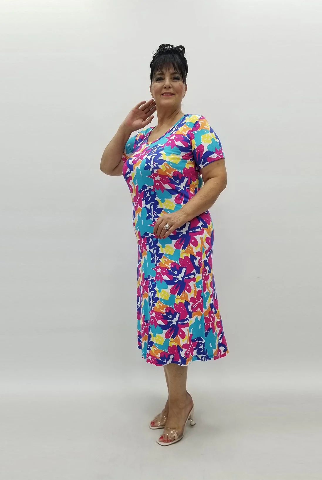 Miraggio Büyük Beden Elbise 99883 SAKS/FUŞYA