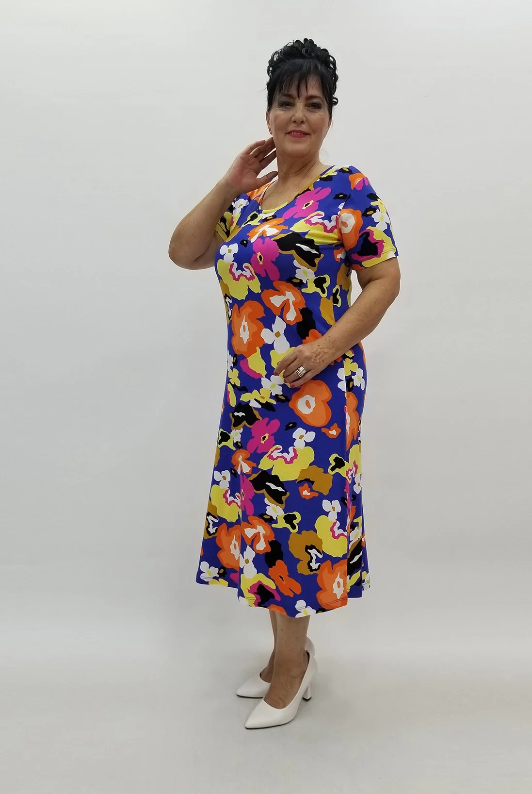 Miraggio Büyük Beden Elbise 99883 SAKS/ORANJ