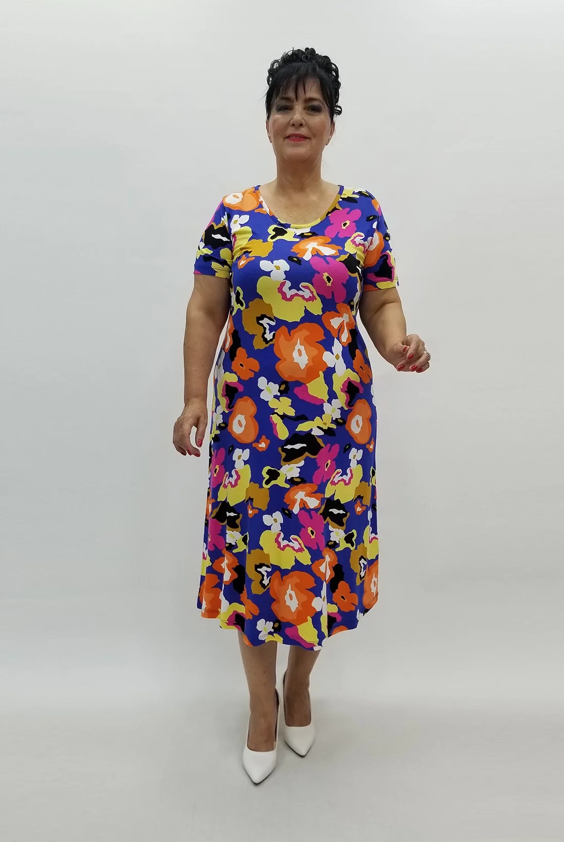 Miraggio Büyük Beden Elbise 99883 SAKS/ORANJ